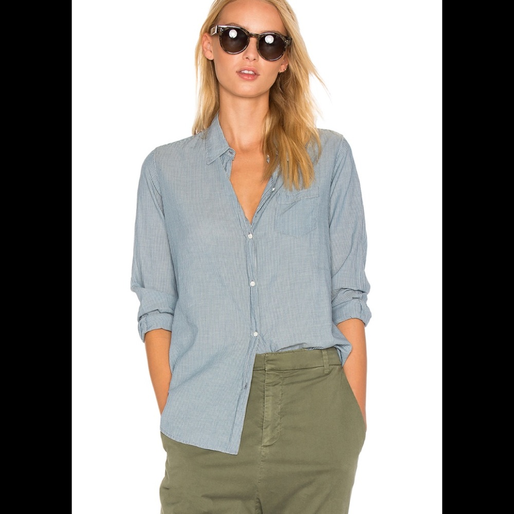 Nili Lotan Light Blue Button-Down Cotton Blouse - Picture 3 of 14